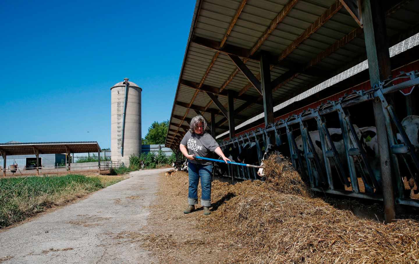 Sarah Lloyd works on her farm in Wisconsin Dells, Wisconsin 