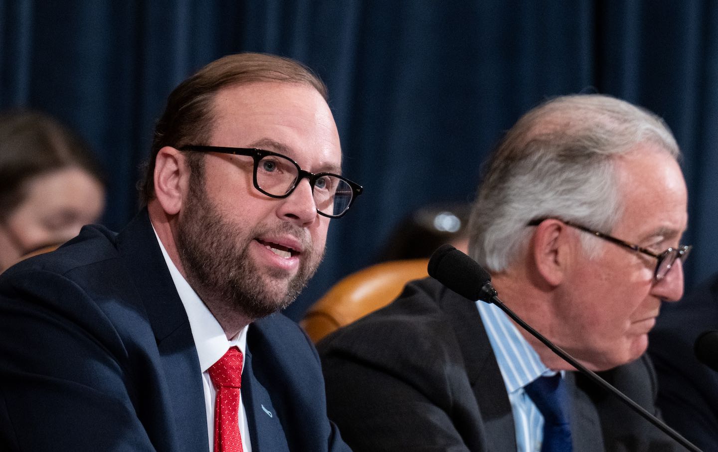 House Ways and Means Committee Chairman Jason Smith (R-MO) and ranking member Richard Neal, (D-MA) in the Longworth House Office Building in Washington, DC.