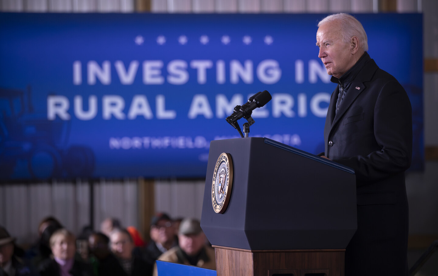 President Joe Biden speaking at the Dutch Creek Farms as he kicked off his Rural Investment Tour on November 1, 2023.