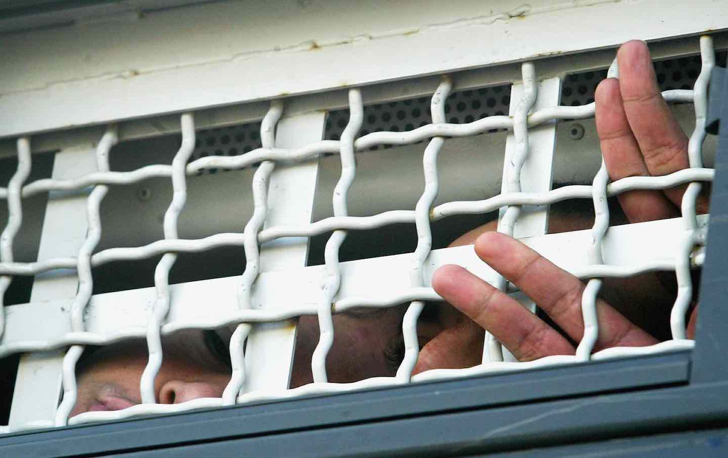 Prisoners at a prison in Tel Mond, Israel, 2004.