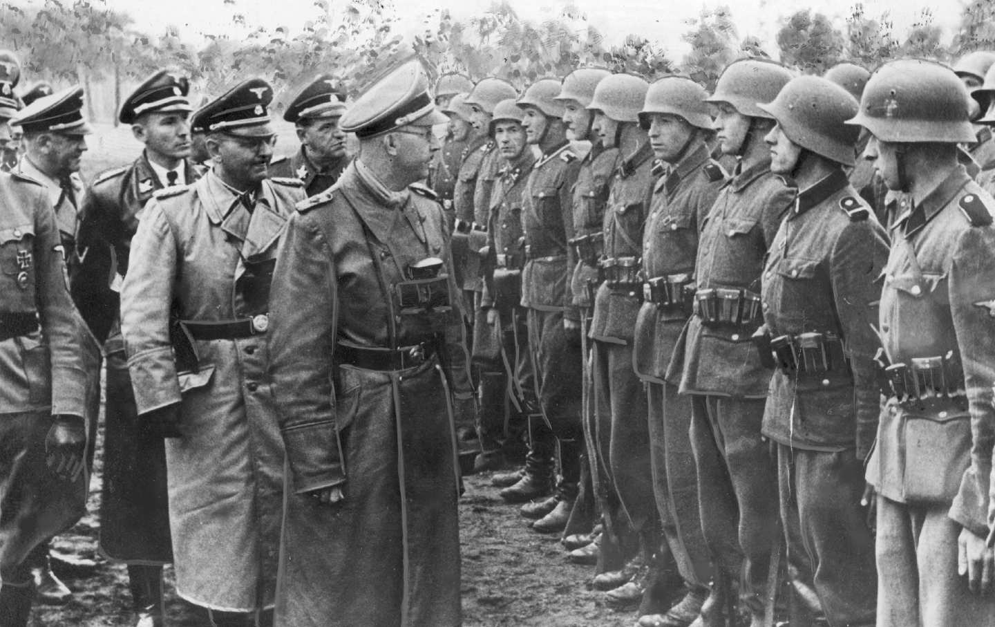 Heinrich Himmler inspecting the Galicia Division in May 1944. Otto Wächter is in the background.