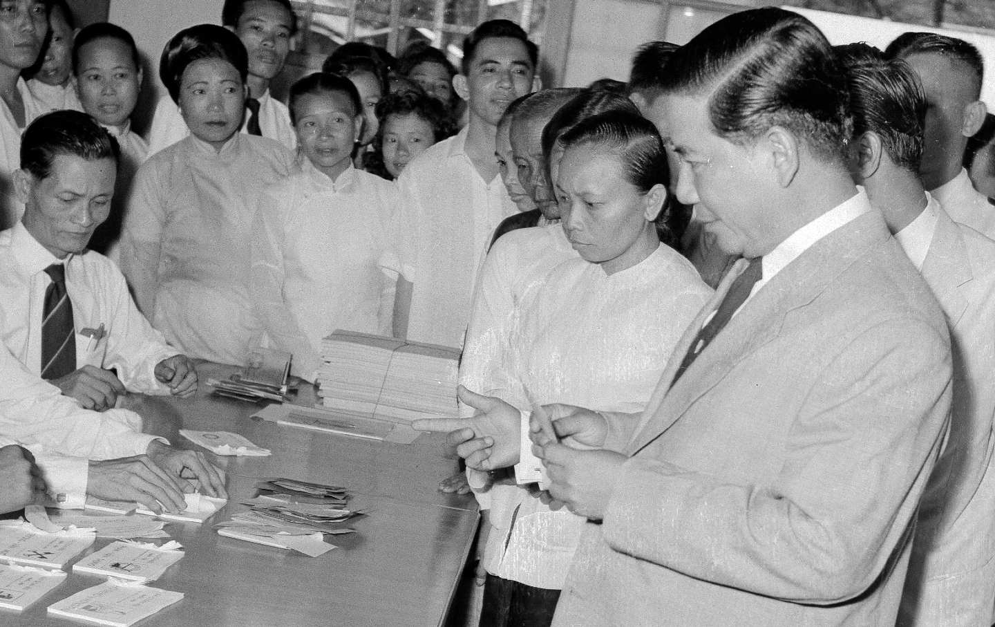 South Vietnamese President Ngo Dinh Diem votes in Saigon, Aug. 30, 1959. At the time, Diem’s government enjoyed American political and military assistance, but by late 1963, he would be overthrown and assassinated, having lost U.S. support.