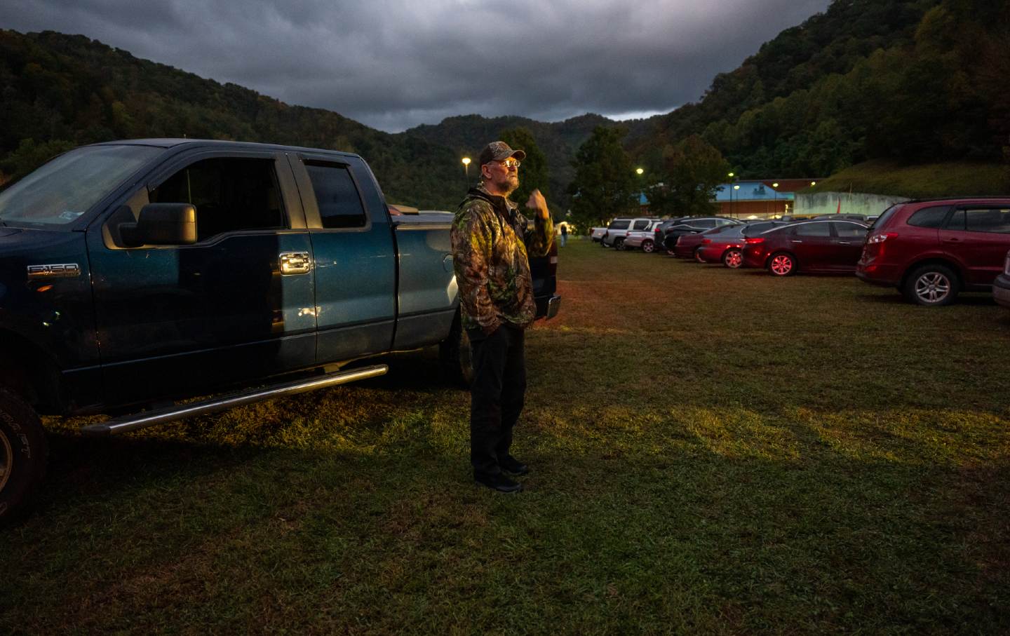 Bruce, after arriving in the middle of the night, waits to enter a Remote Area Medical (RAM) mobile dental and medical clinic on October 7, 2023, in Grundy, Virginia.