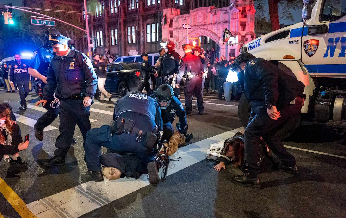 Police Confront Pro-Palestinian Protesters At CCNY