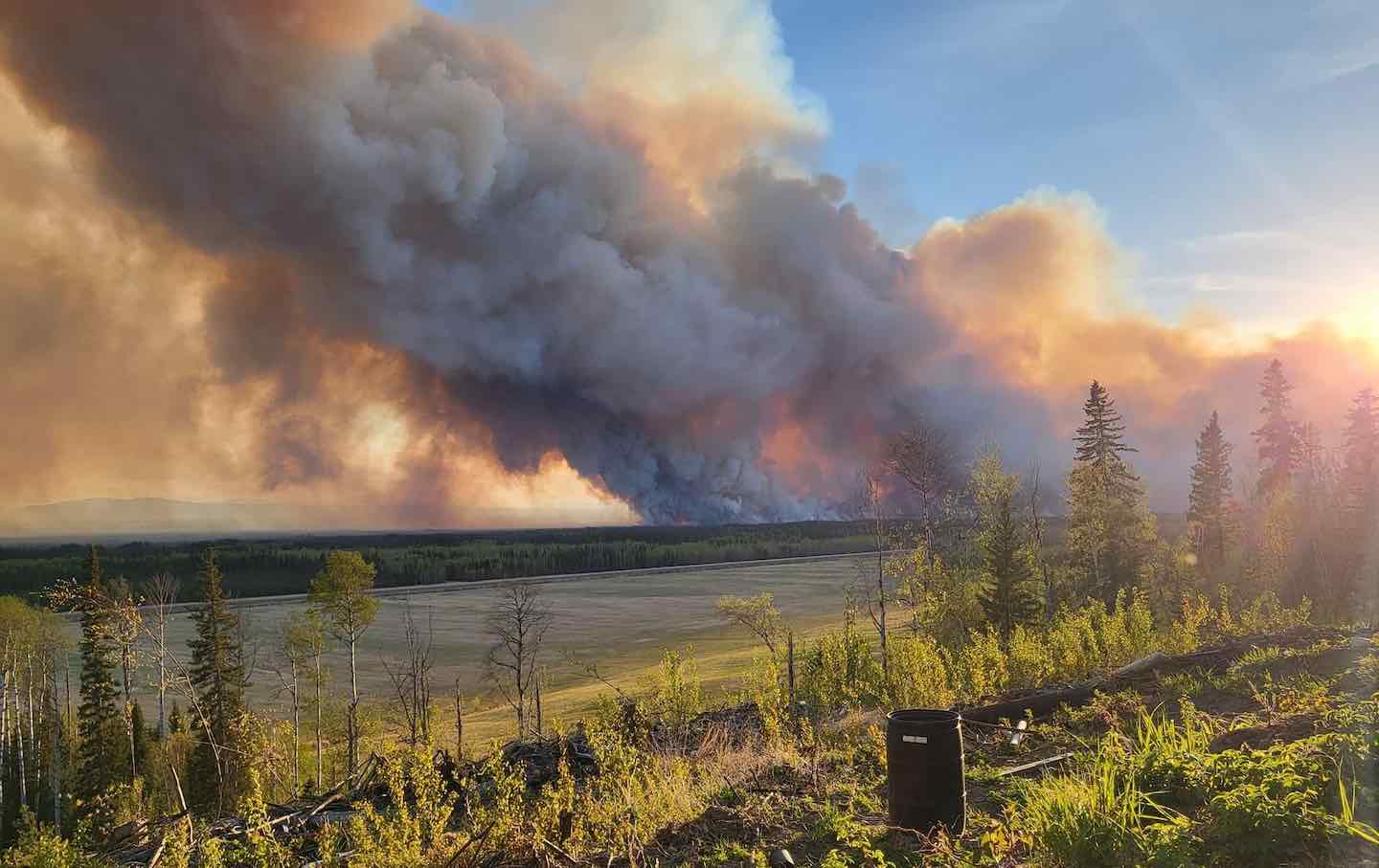 Smoke rises after fire erupts in Western Canada, on May 14, 2024.