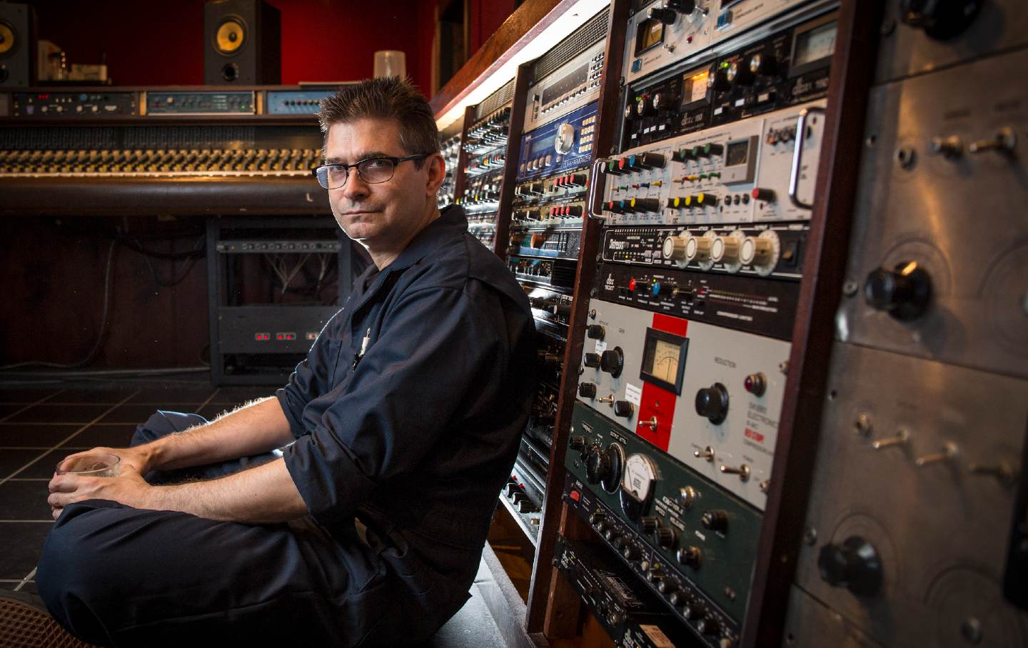 Steve Albini poses for a portrait in his recording studio.