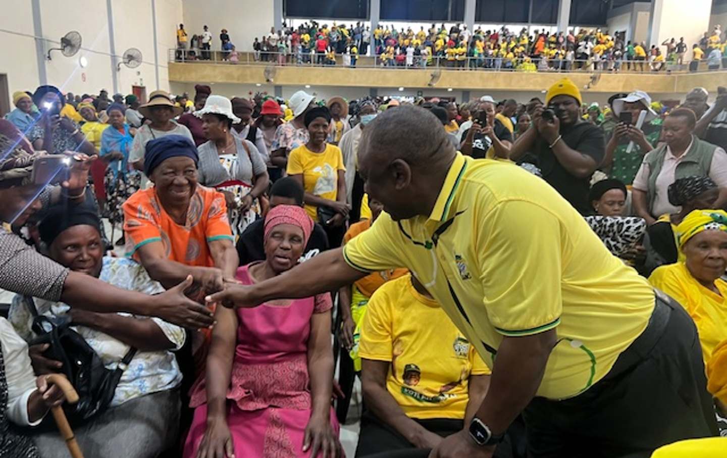 South African President Cyril Ramaphosa campaigning at an ANC rally in Mandeni, KwaZulu-Natal.