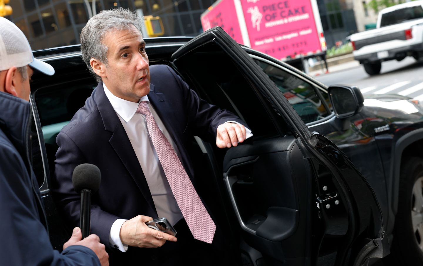 Michael Cohen, former president Donald Trump's former attorney, arrives at his home after leaving Manhattan Criminal Court on May 13, 2024, in New York City.