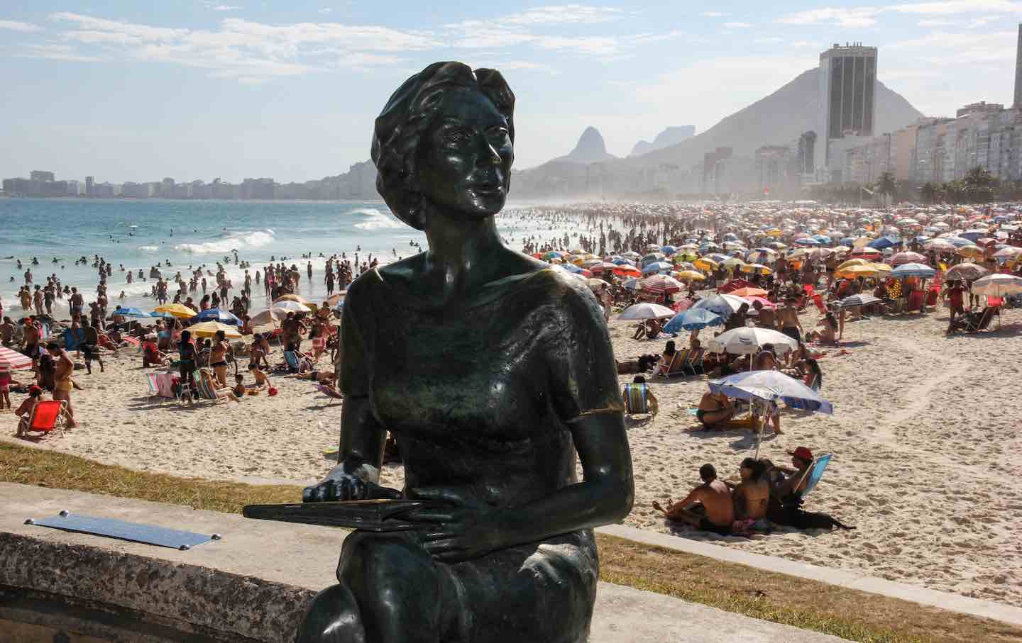 Statue of Clarice Lispector at Leme Beach in Rio de Janeiro, 2016.