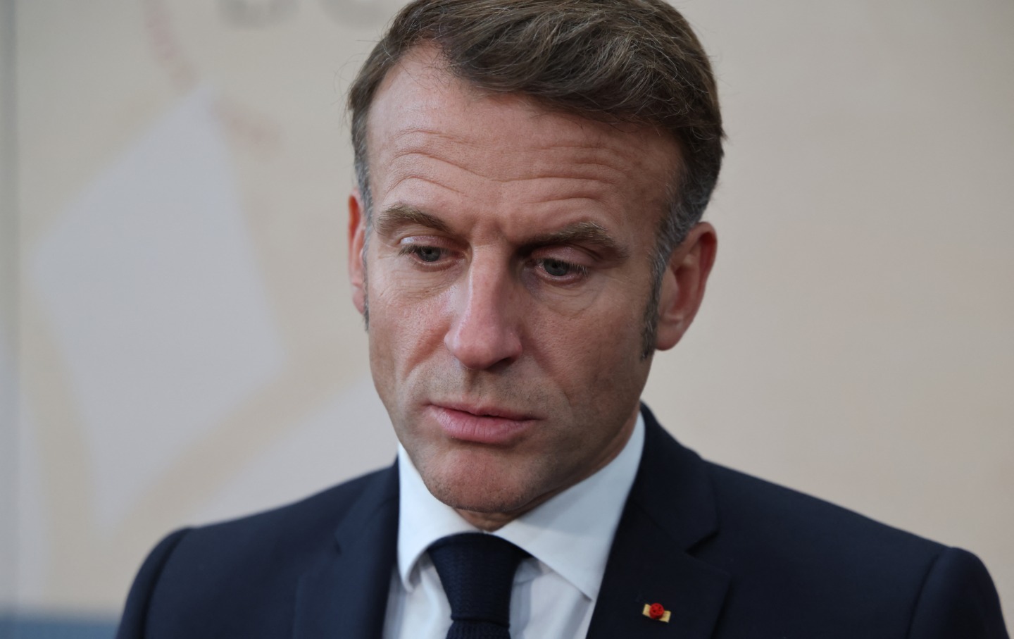 Sad Emmanuel Macron