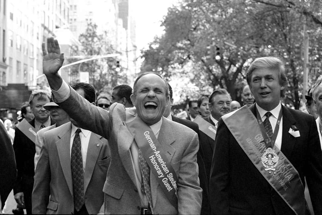 Rudy Giuliani, who pushed a relentlessly harsh anti-homeless agenda during his time as mayor, alongside his pal Donald Trump.