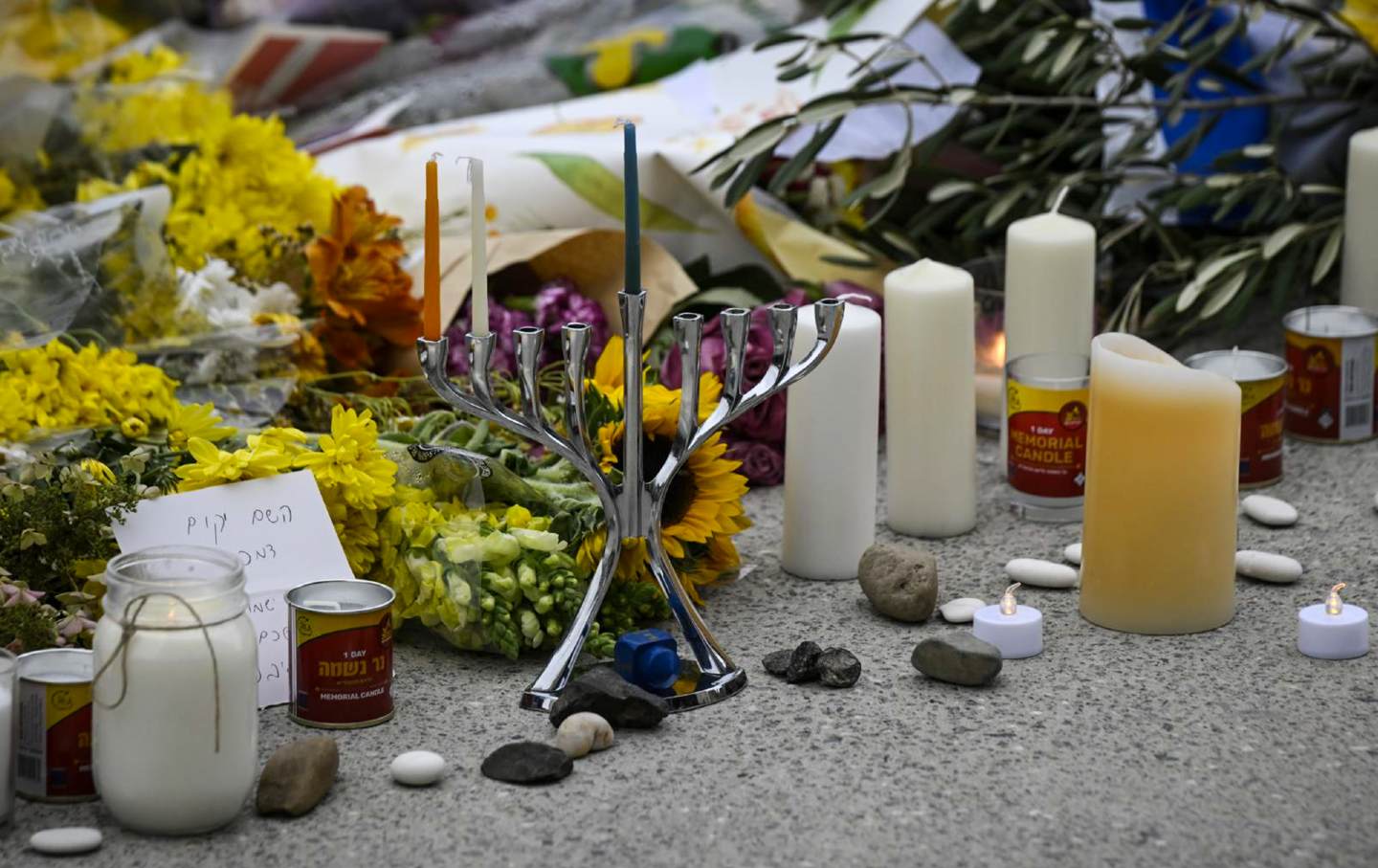 Items left by mourners at Bondi Beach on December 15, 2025, in Sydney, Australia.