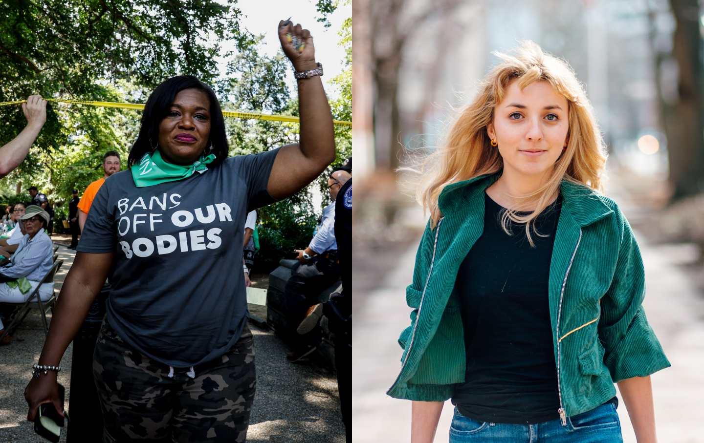 Cori Bush, left; Kat Abughazaleh, right.