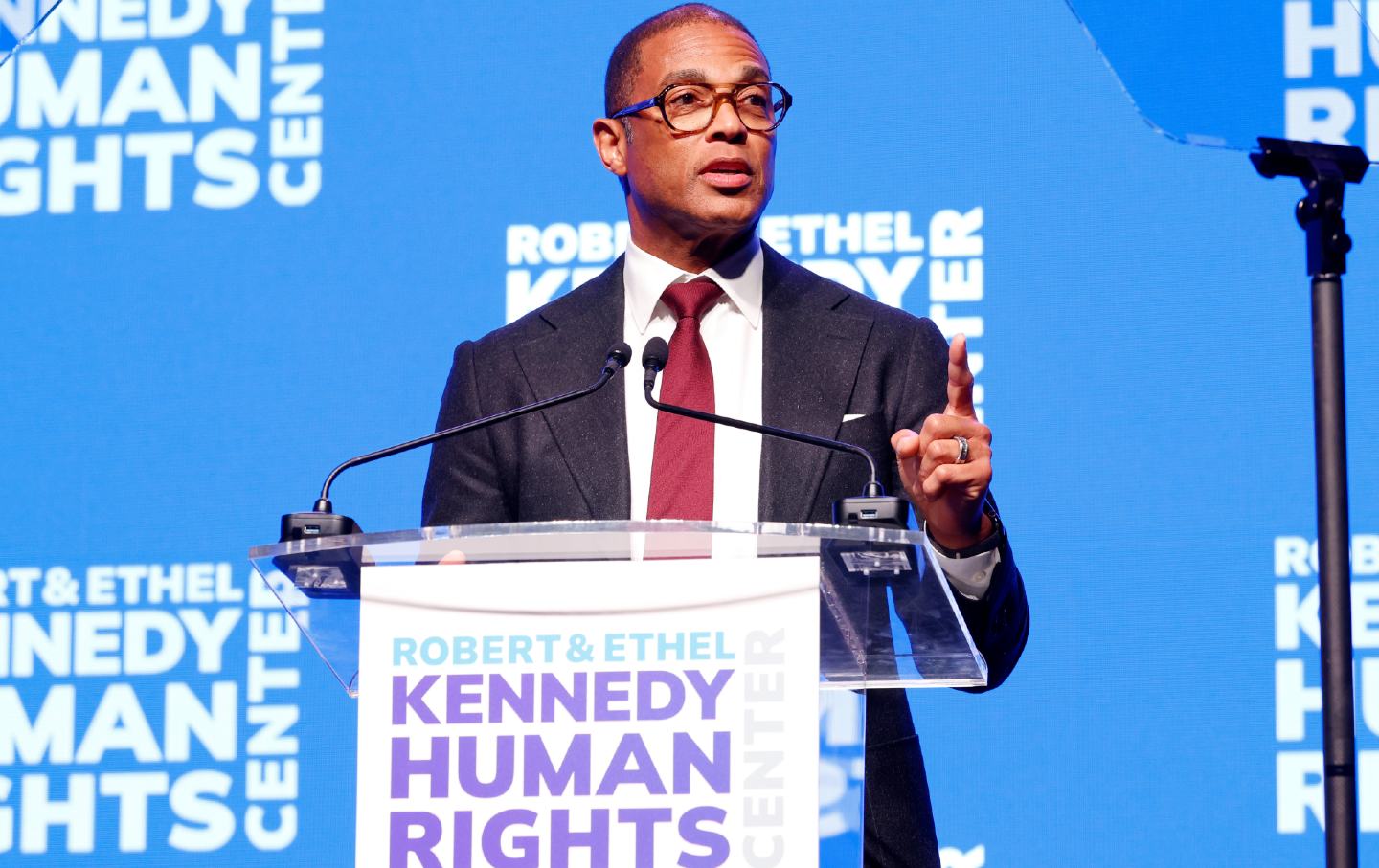 Don Lemon speaks onstage during the Robert & Ethel Kennedy Human Rights Center’s 2025 Ripple of Hope Gala in New York.