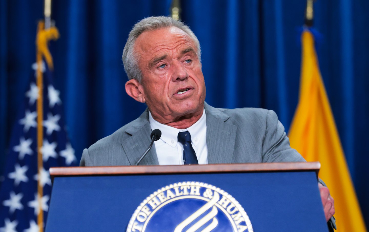 Robert F. Kennedy Jr. speaks during a policy announcement event at the US Department of Health and Human Services on January 8, 2026.