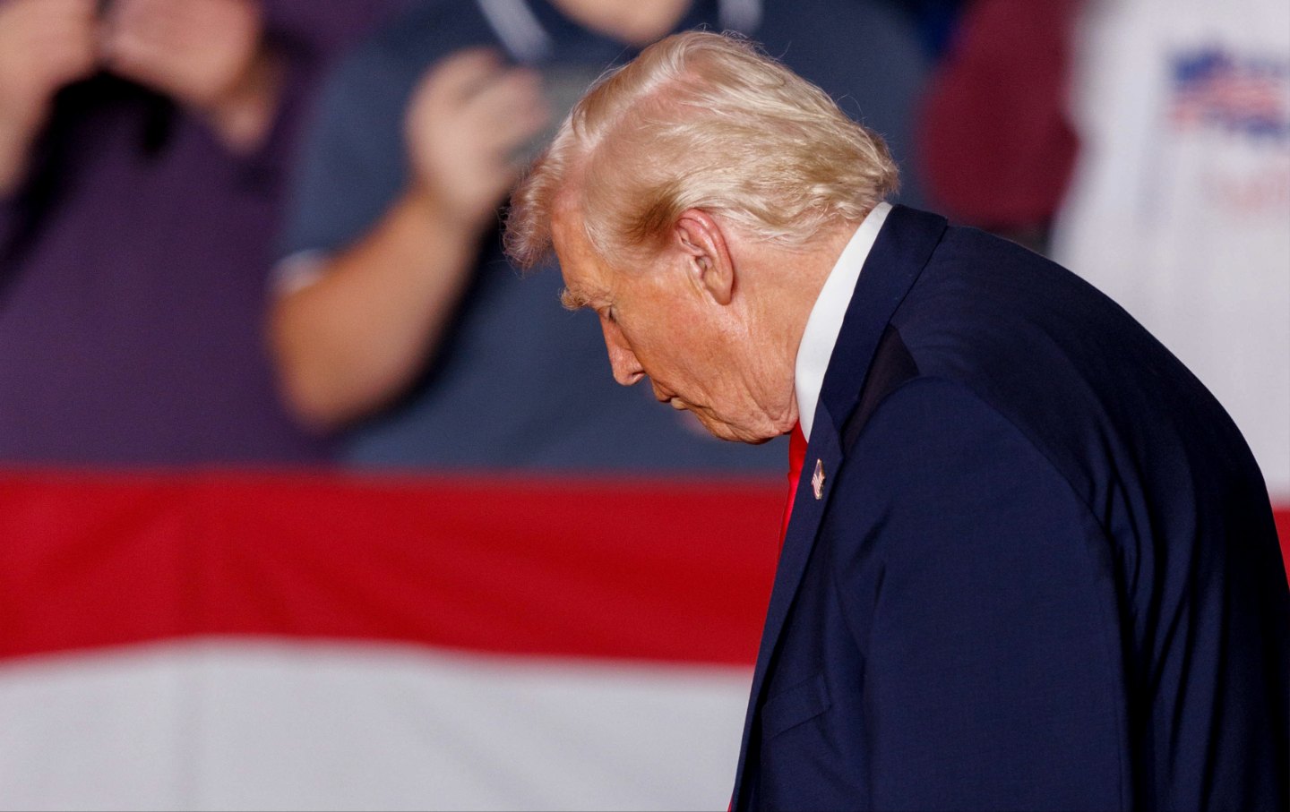 US President Donald Trump departs following an event in Clive, Iowa, US, on Tuesday, Jan. 27, 2026.
