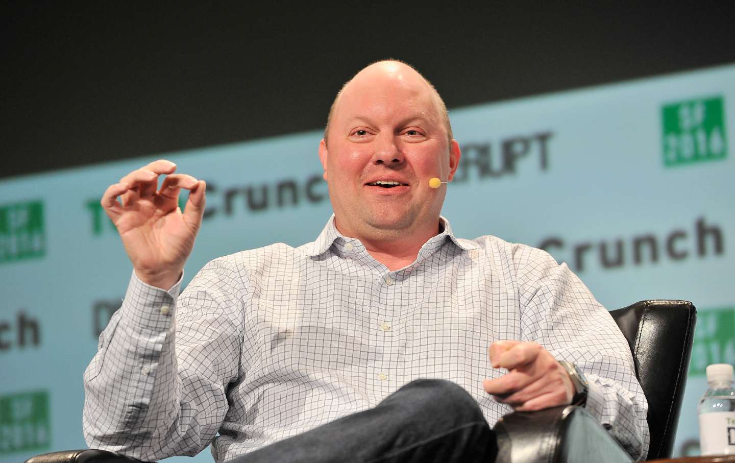 Marc Andreessen holding forth at TechCrunch Disrupt 2016 in San Francisco.