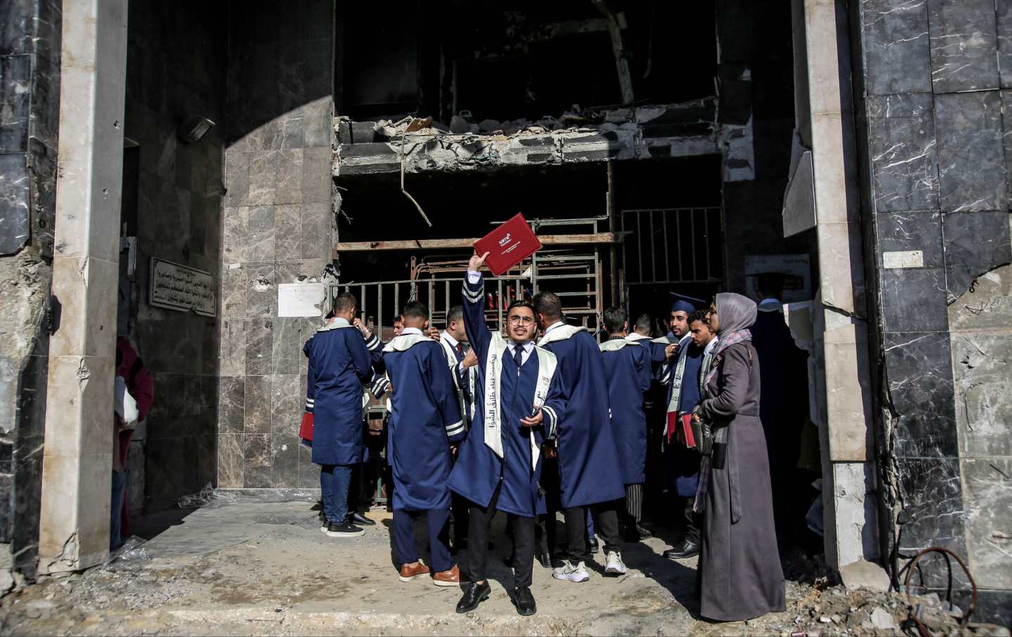 A graduation ceremony for 230 medical students is held by the Ministry of Health at al-Shifa Hospital which suffered severe damage as a result of Israeli military attacks in Gaza City, Gaza on January 3, 2026.
