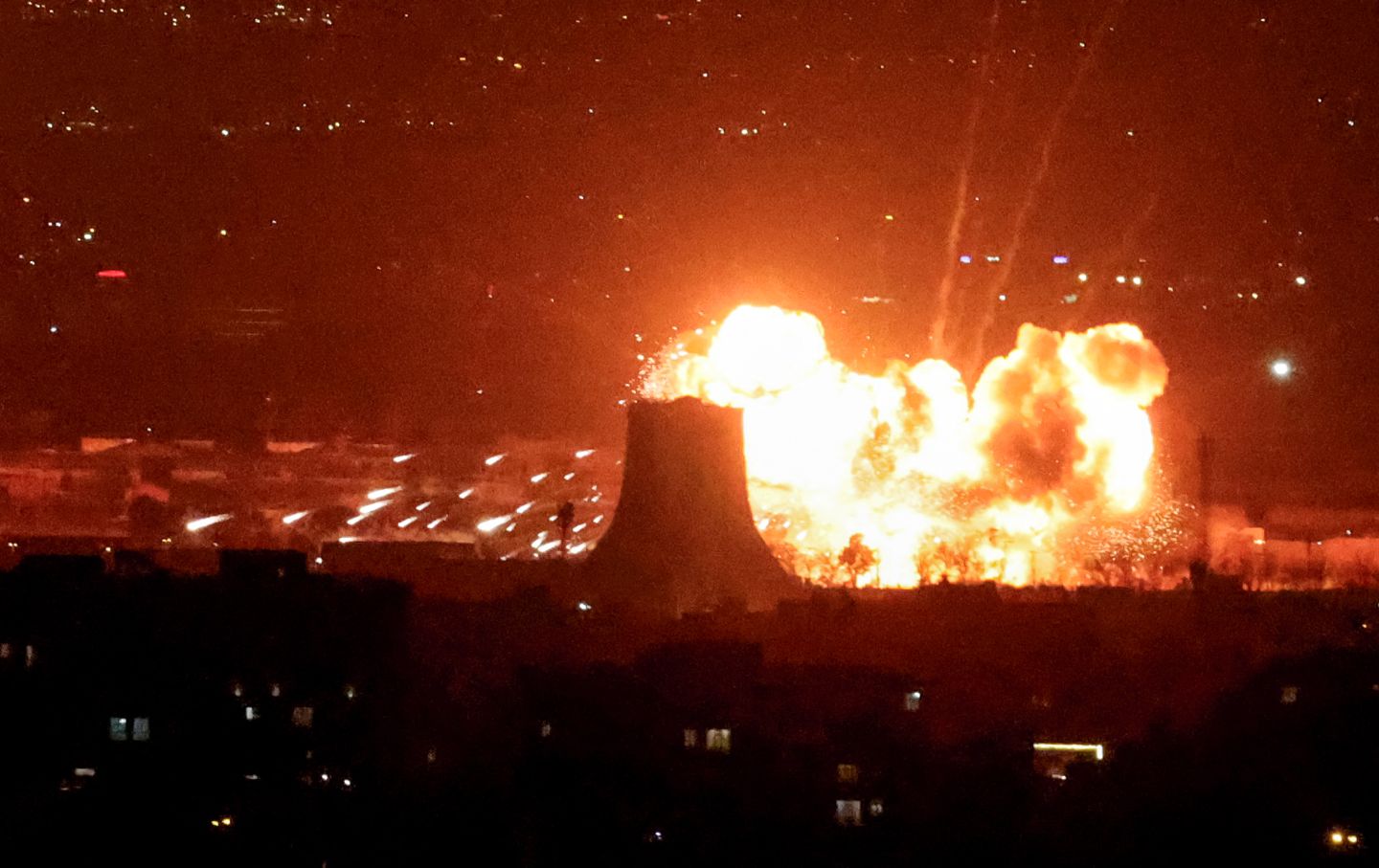 US-Israeli joint bombings near Azadi Tower in Tehran, on March 7, 2026.
