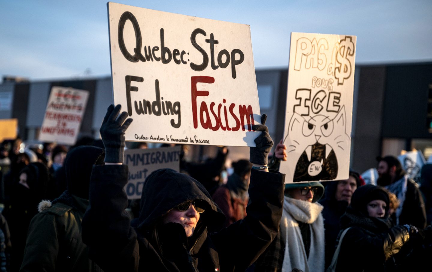 Demonstrators protest against GardaWorld after the security company was awarded over $100 million in ICE contracts.