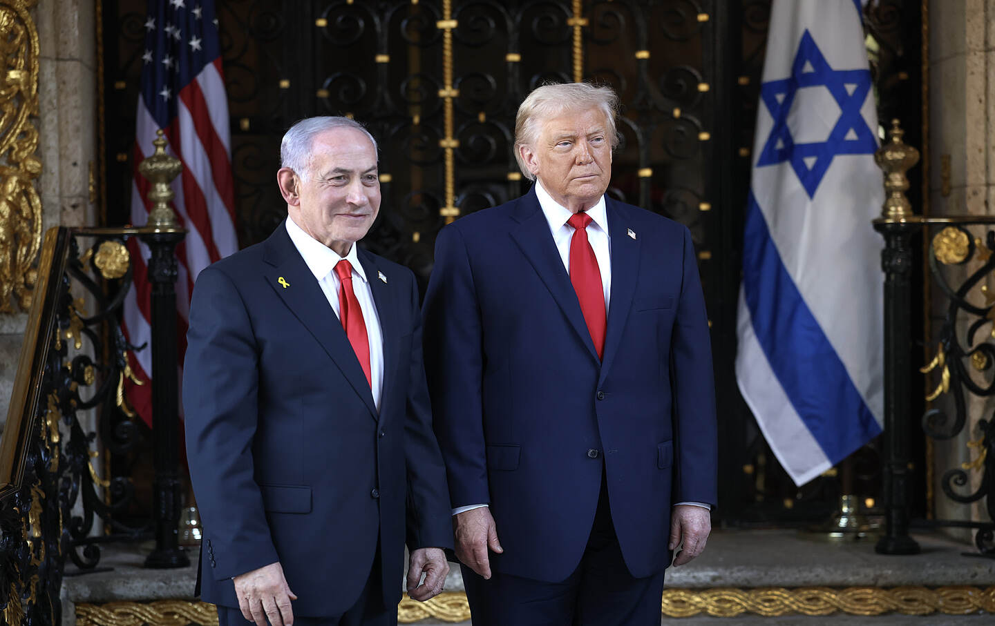 US President Donald Trump welcomes Israeli Prime Minister Benjamin Netanyahu to his Mar-a-Lago club on December 29, 2025, in Palm Beach, Florida.