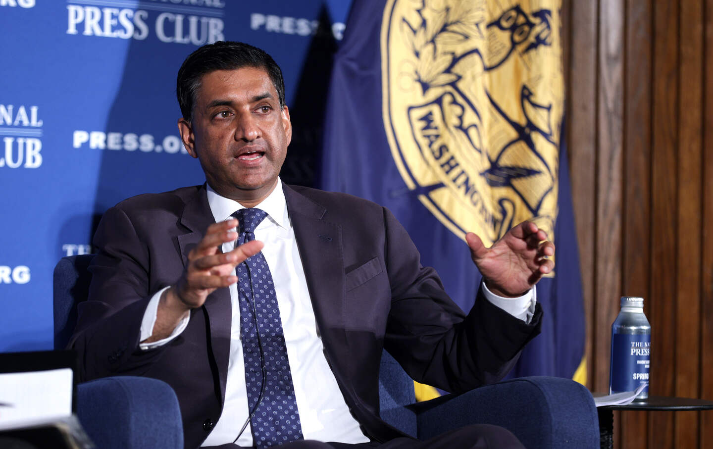 Representative Ro Khanna (D-CA) (R) participates in a discussion during a National Press Club Headliners Newsmaker event on April 14, 2026, in Washington, DC.
