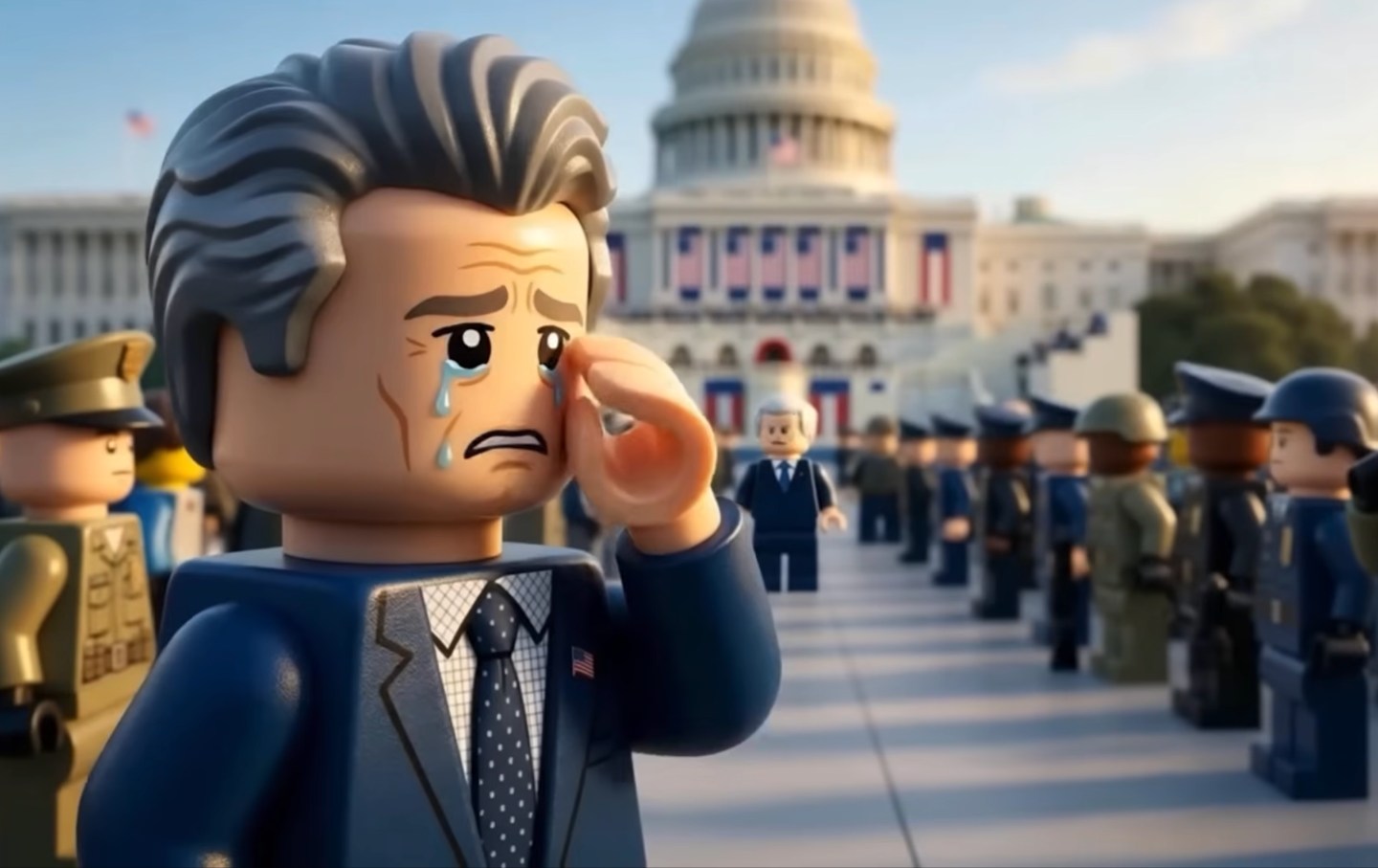 Uma captura de tela de um vídeo iraniano zombando de Pete Hegseth.