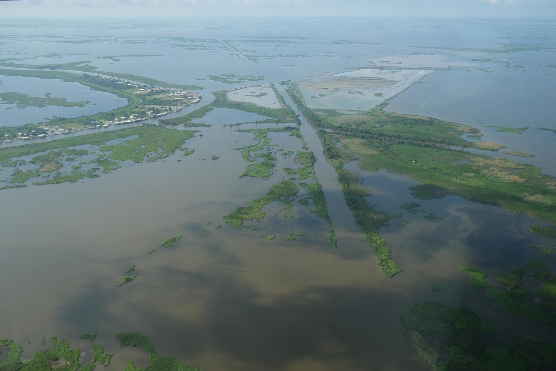 Former oil field in Plaquemines Parish on May 24, 2025 at a site named in one of the coastal damage cases.