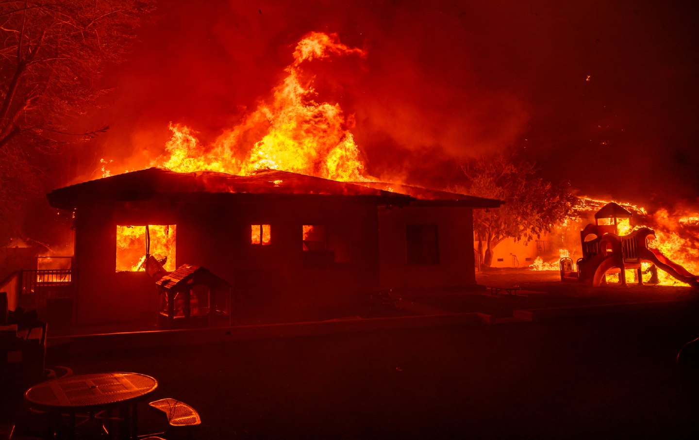 A home is engulfed in flames during the Eaton fire in Pasadena, California, on January 7, 2025.