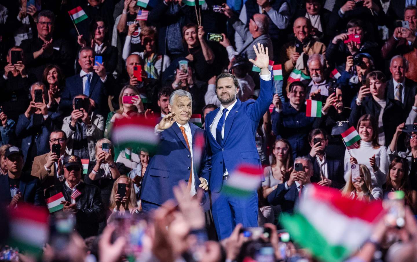 US President Donald Trump’s sidekick JD Vance attends a campaign rally in Budapest on April 7, 2026, for Hungarian Prime Minister Viktor Orbán, who would be crushed in the election some days later.