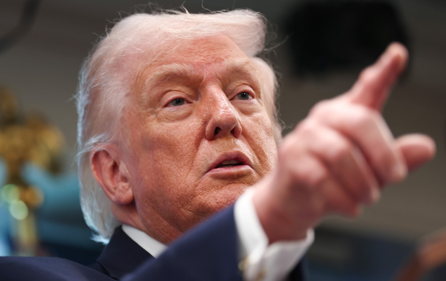 President Donald Trump speaks during a news conference in the White House on April 6, 2026.