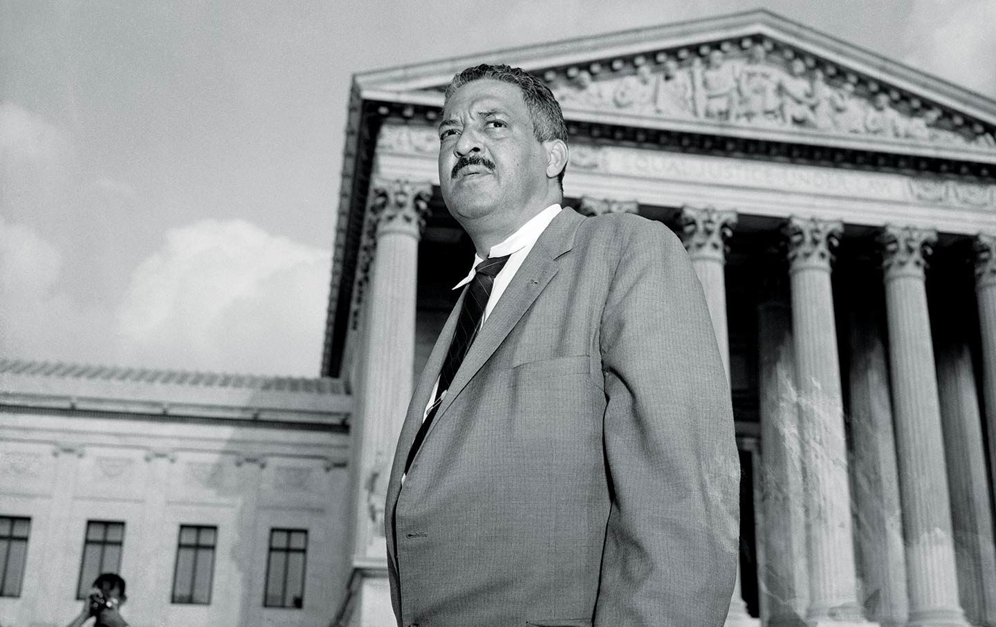 Thurgood Marshall, the first Black Supreme Court justice, is as important in shaping of the Constiution as its framers.