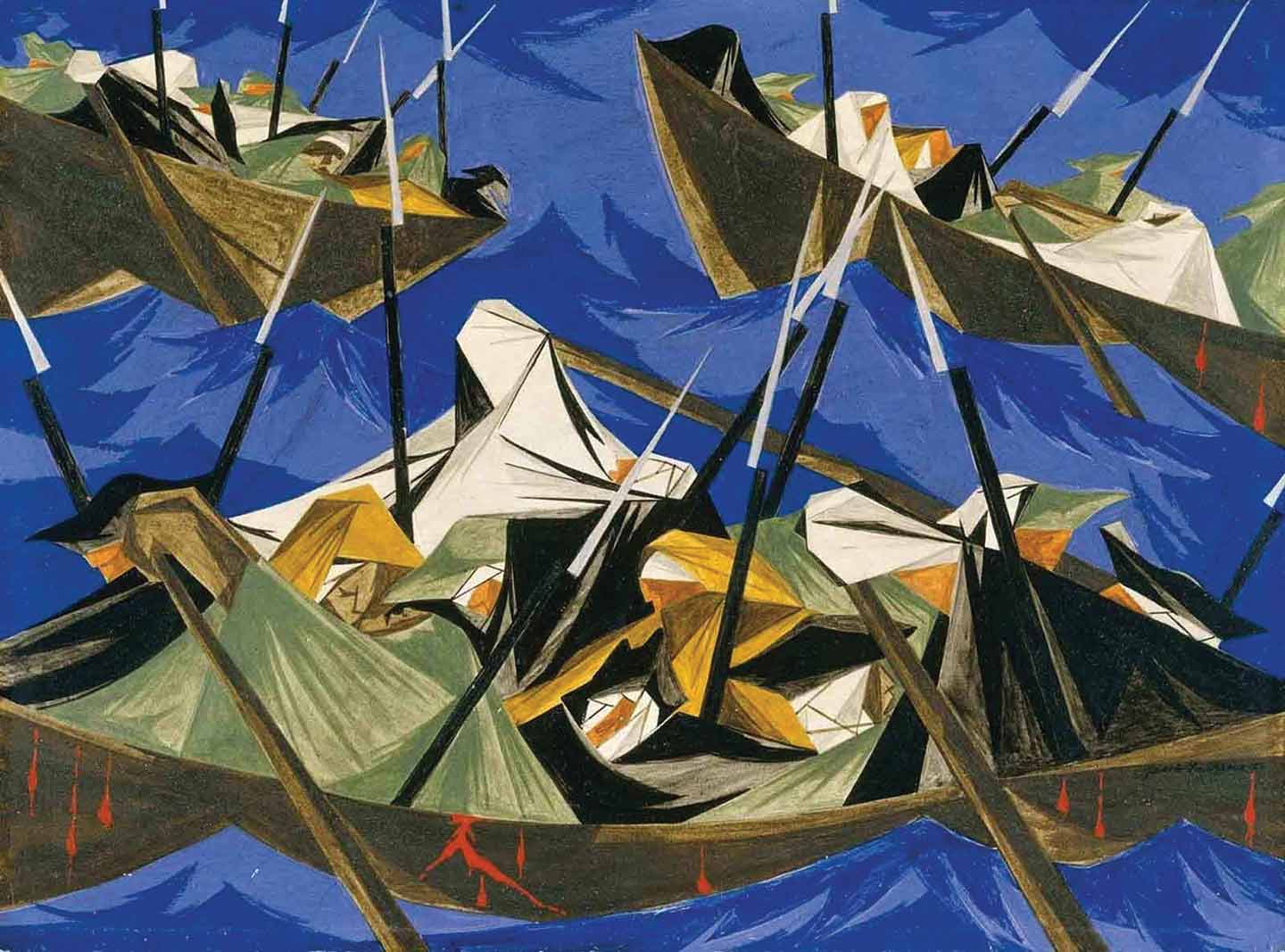 Jacob Lawrence, detail from <em>Struggle Series—No. 10: Washington Crossing the Delaware</em>, 1954