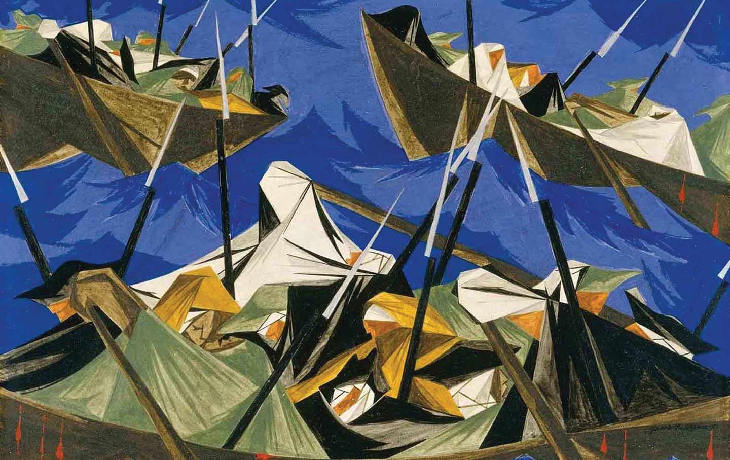 Jacob Lawrence, detail from Struggle Series—No. 10: Washington Crossing the Delaware, 1954.