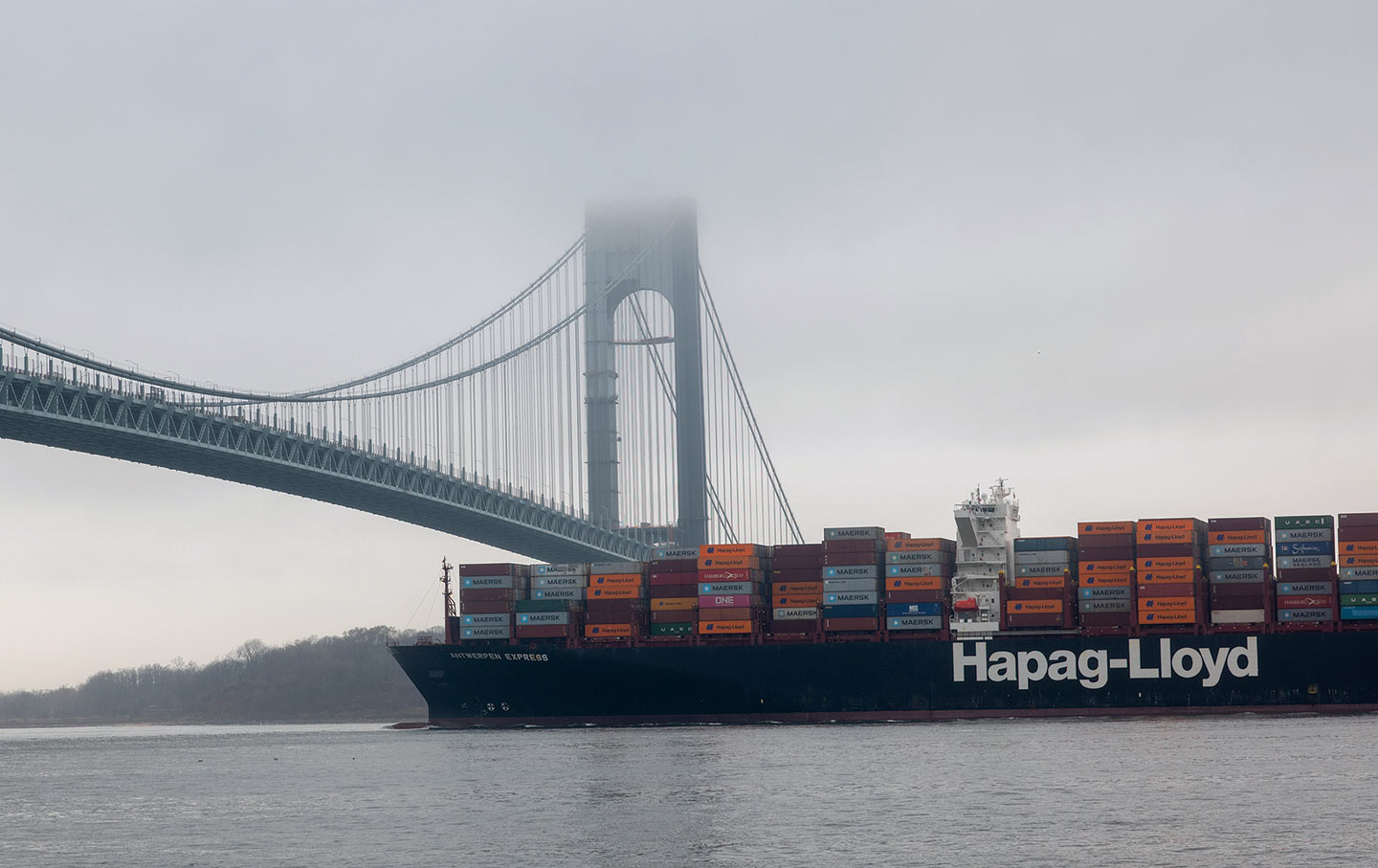 The Verrazano-Narrows Bridge spanning New York Harbor.