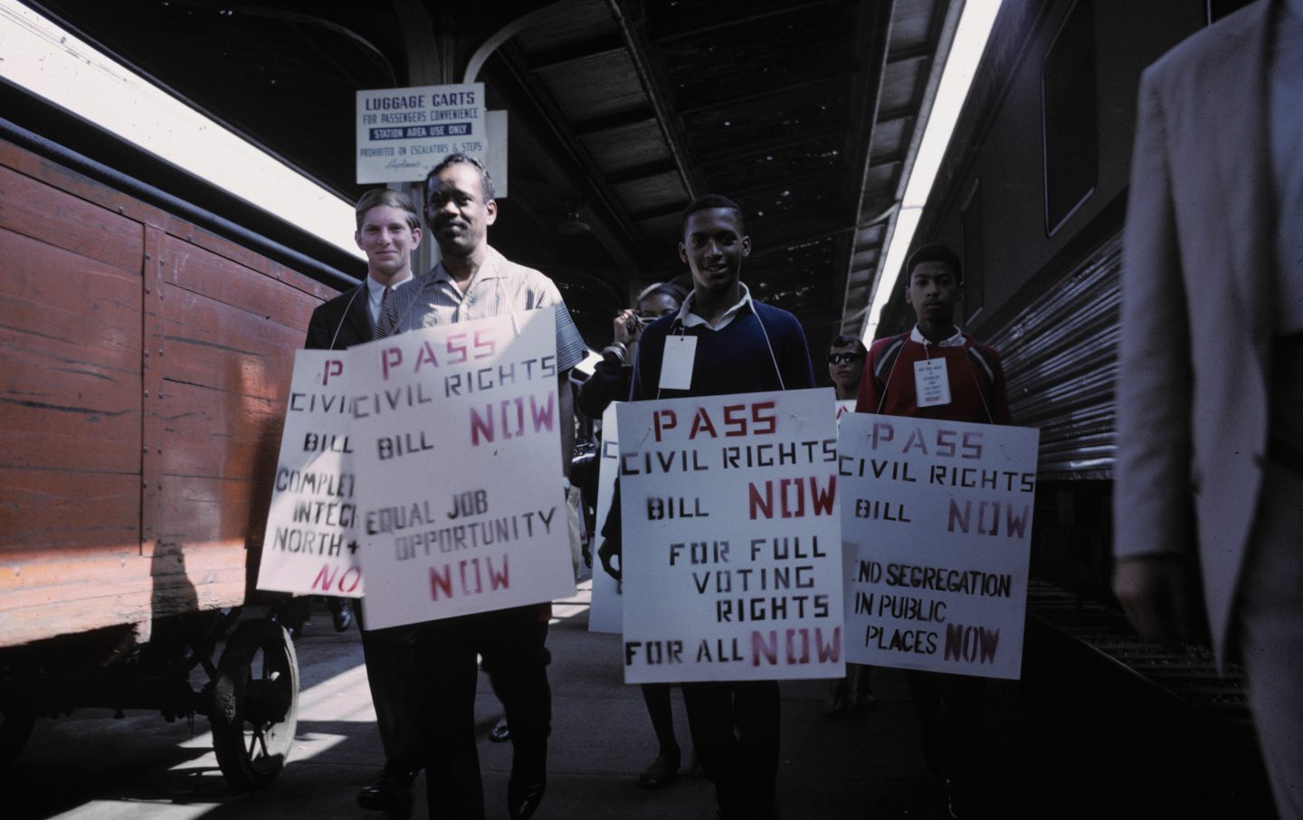 Civil rights, union, and religious leaders from New York City rally approximately 1,200 demonstrators to board a dedicated Pennsylvania Railroad train from New York Penn Station to Washington Union Station in Washington, DC, and march in support of the civil rights bill that would become the Civil Rights Act of 1964.