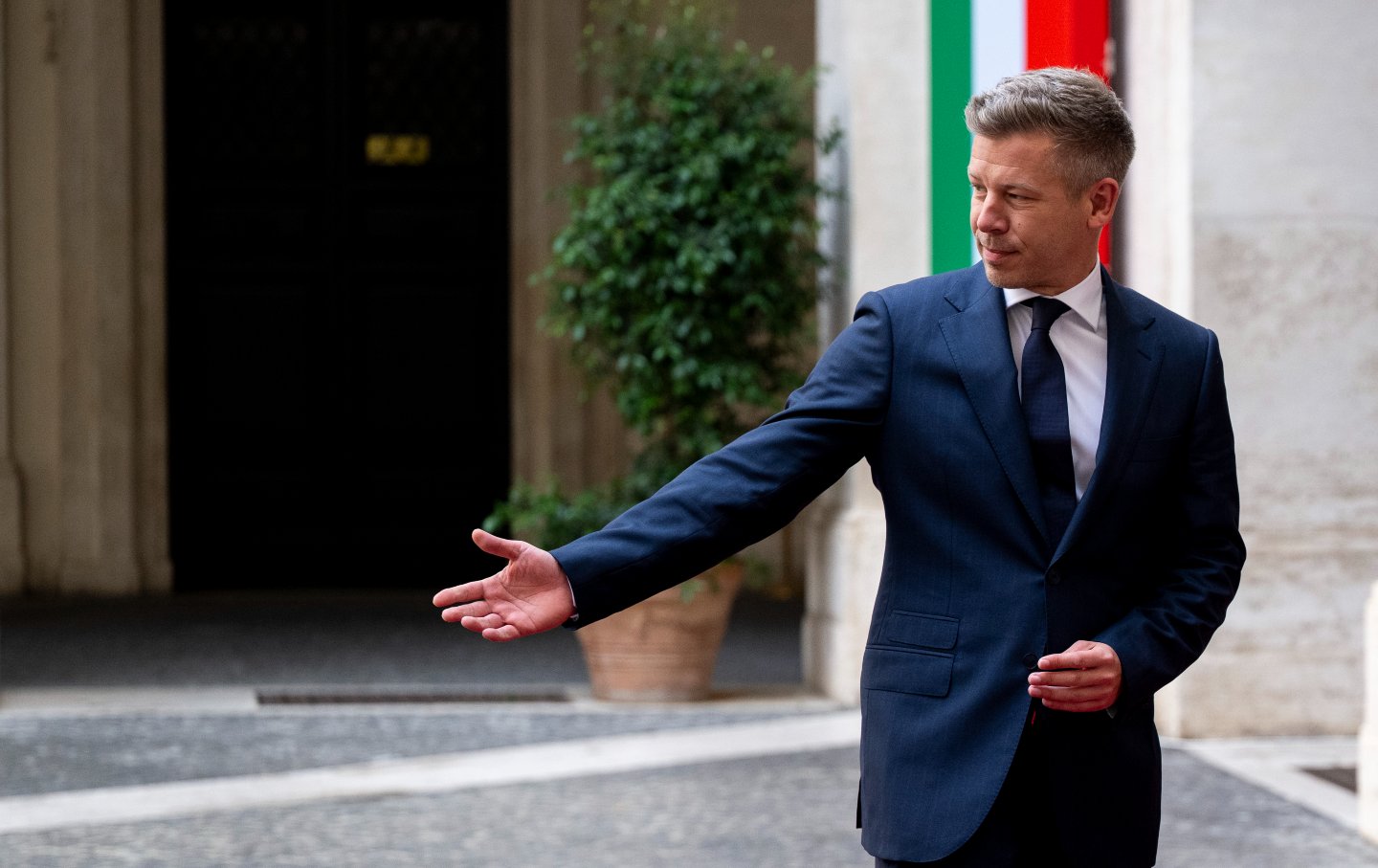 New kid on the block Peter Magyar arrives to meet with Italian Prime Minister Giorgia Meloni before their meeting at Palazzo Chigi in Rome, Italy, on May 7, 2026.