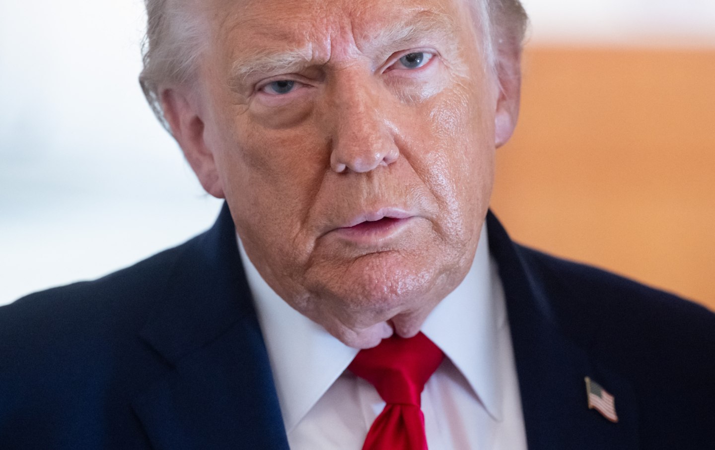 Donald Trump speaks with the press aboard Air Force One as he flies from Joint Base Andrews in Maryland to Eau Claire, Wisconsin, June 5, 2026.