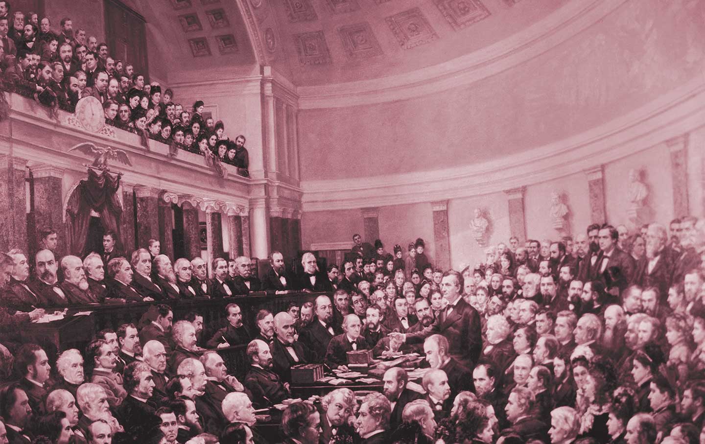 In 1877, Congress convened to settle the disputed presidential election between Samuel Tilden and Rutherford B. Hayes.