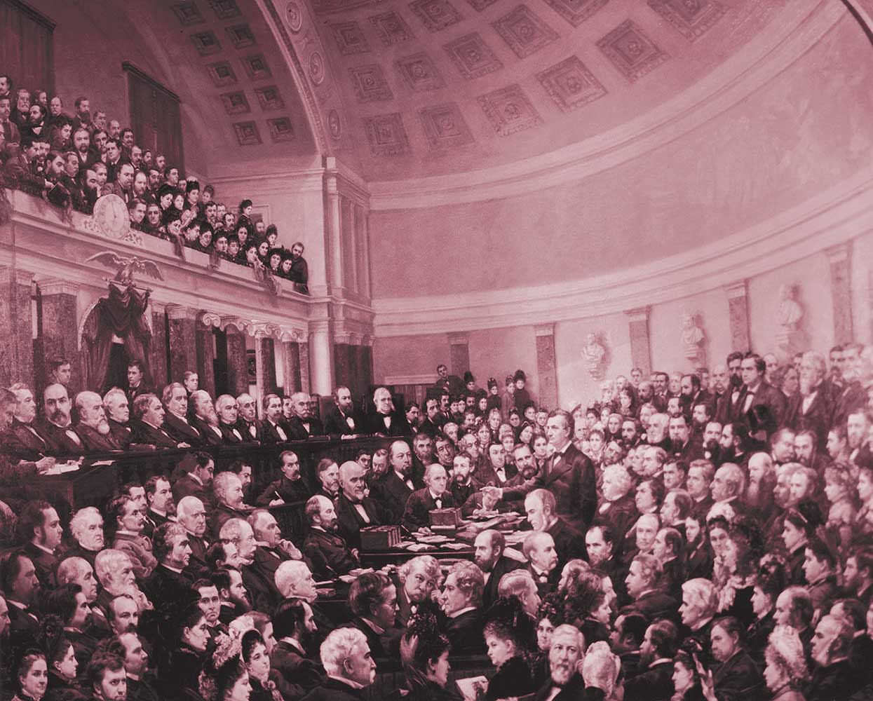 In 1877, Congress convened to settle the disputed presidential election between Samuel Tilden and Rutherford B. Hayes.