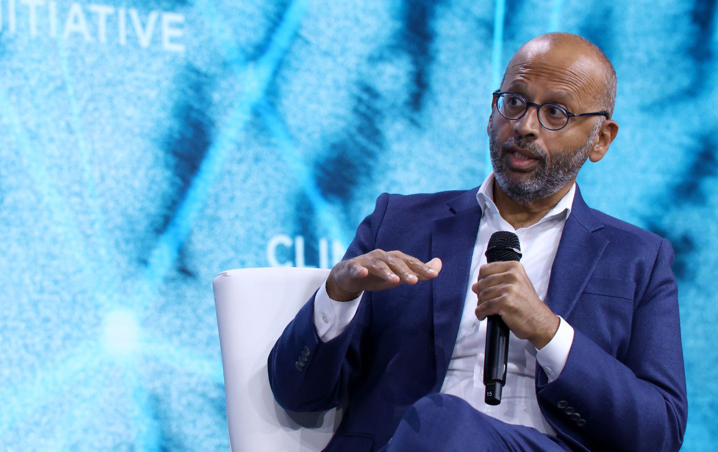 Deepak Bhargava speaks onstage during the Clinton Global Initiative 2025 Annual Meeting at the Hilton in Midtown, New York City, on September 24, 2025.