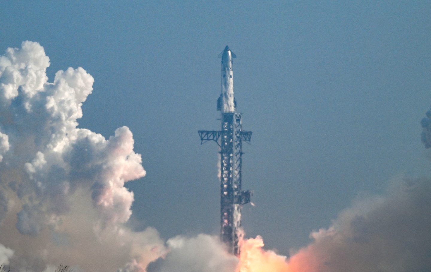 SpaceX's Starship 39 rocket launches from Starbase during the 12th test flight as seen from South Padre Island, Texas, on May 22, 2026.