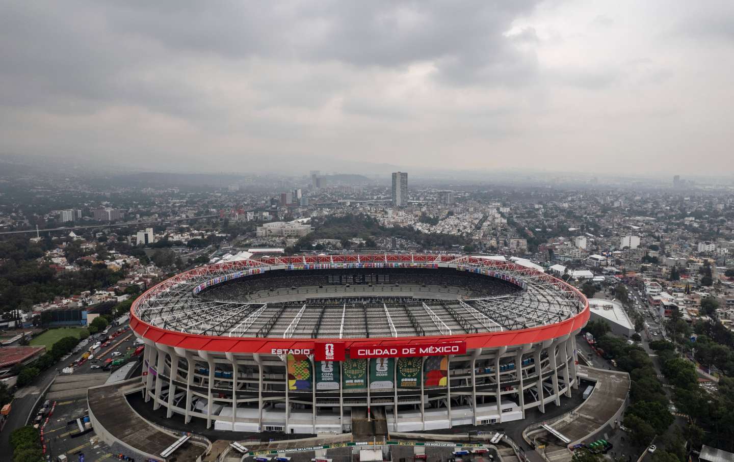 Aerial view of the Mexico City Stadium two days before the start of the 2026 World Cup on June 9, 2026, in Mexico City, Mexico.