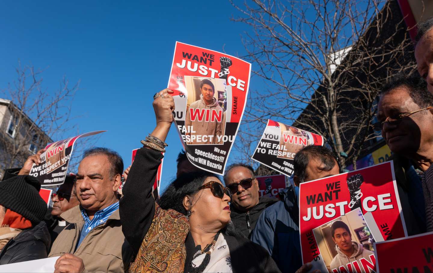 Activists, members of the Bangladeshi community and others turn out for a demonstration and vigil for Win Rozario on March 29, 2024 in New York City.