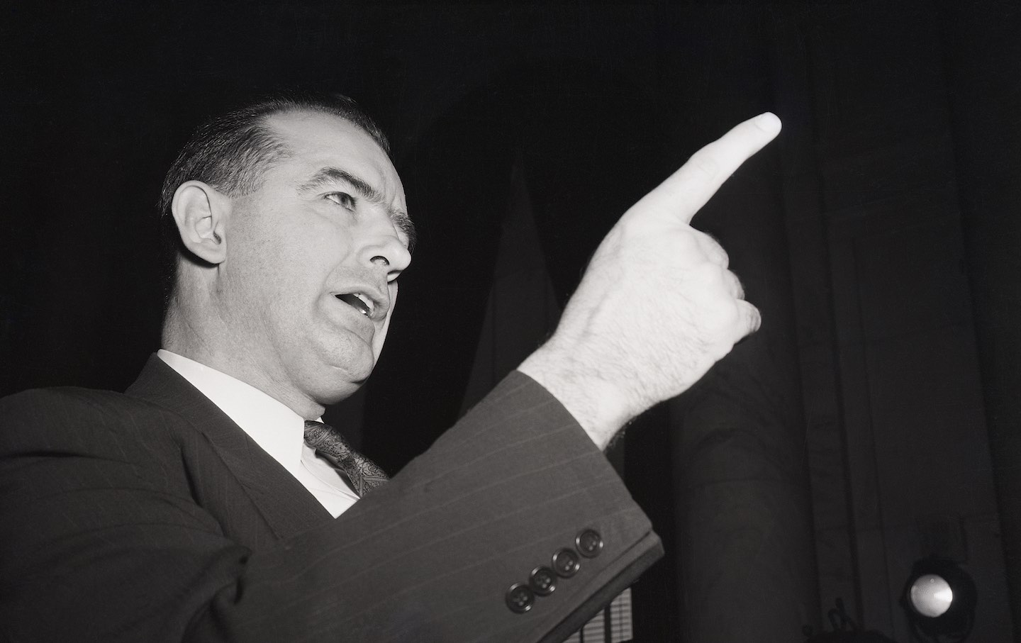 Wisconsin Senator Joseph McCarthy during his second appearance before the Senate Foreign Relations Subcommittee in 1950.