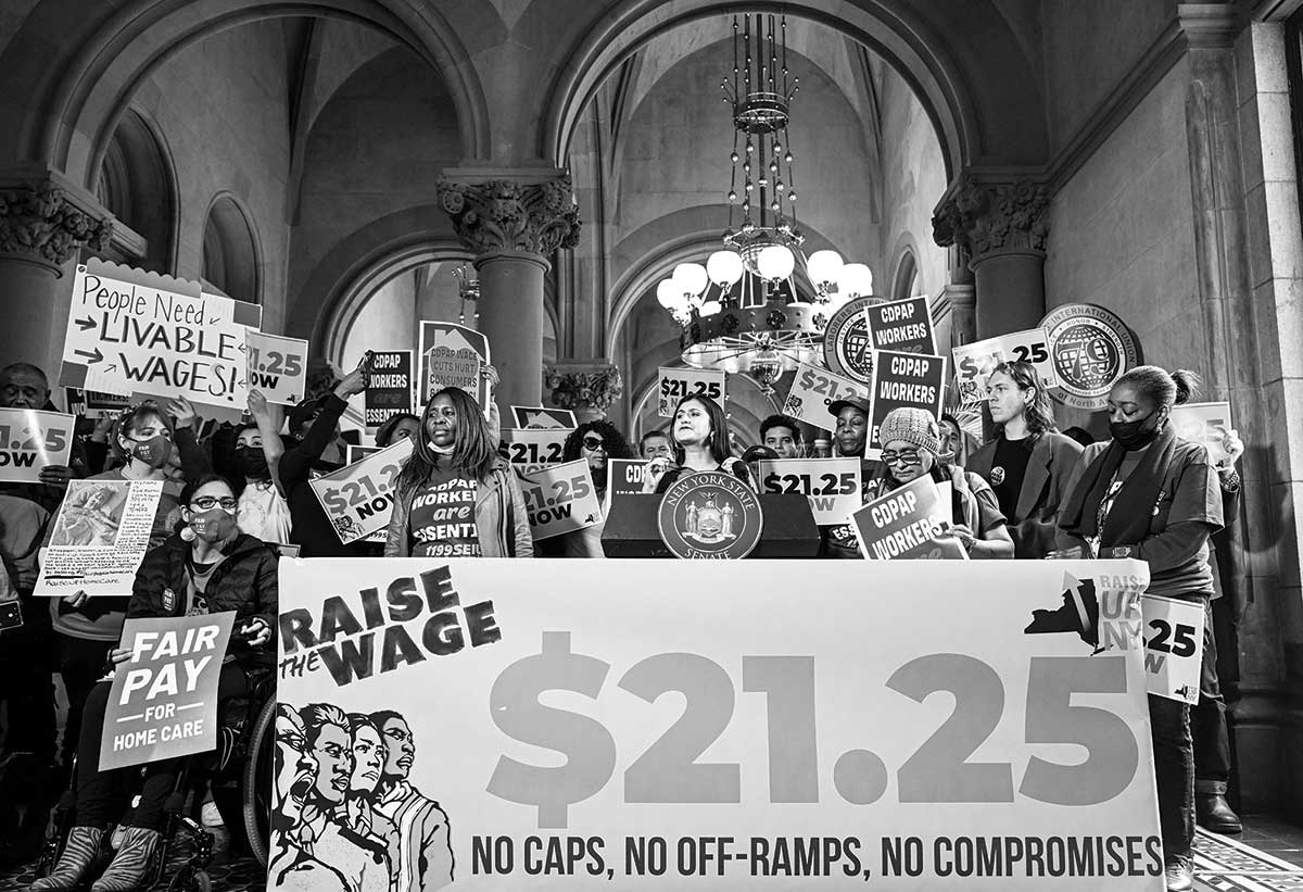 The median annual pay for direct-care workers is $25,000—which forces nearly half of them to rely on public food and cash assistance.