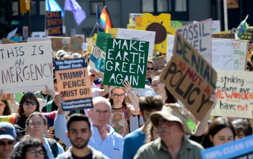 An estimated thousand rally and march for climate change in Philadelphia on September 20, 2019, as tens of thousands across the nation and millions globally participate in the Climate Strike.