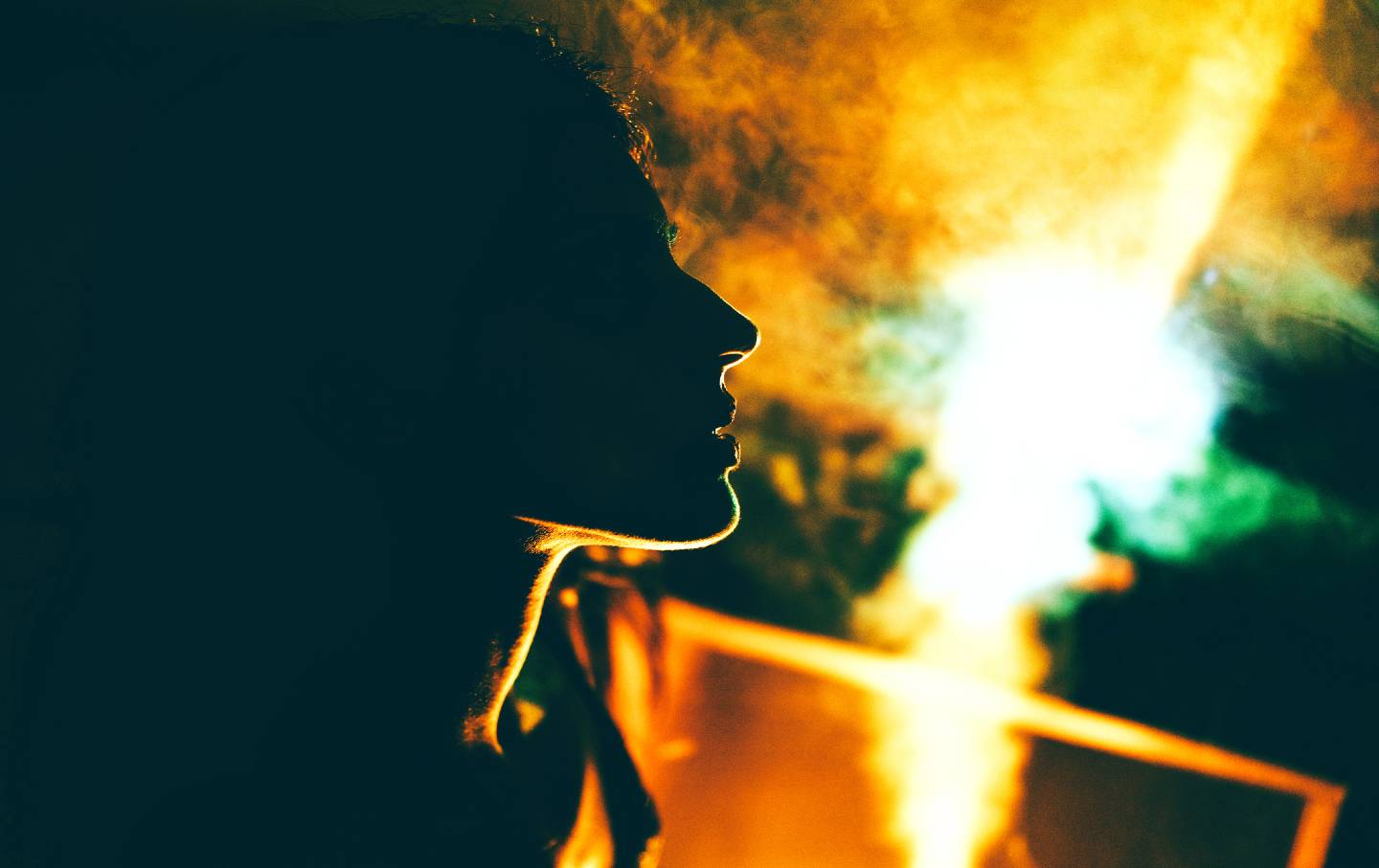 Silhouette of woman in a nightclub