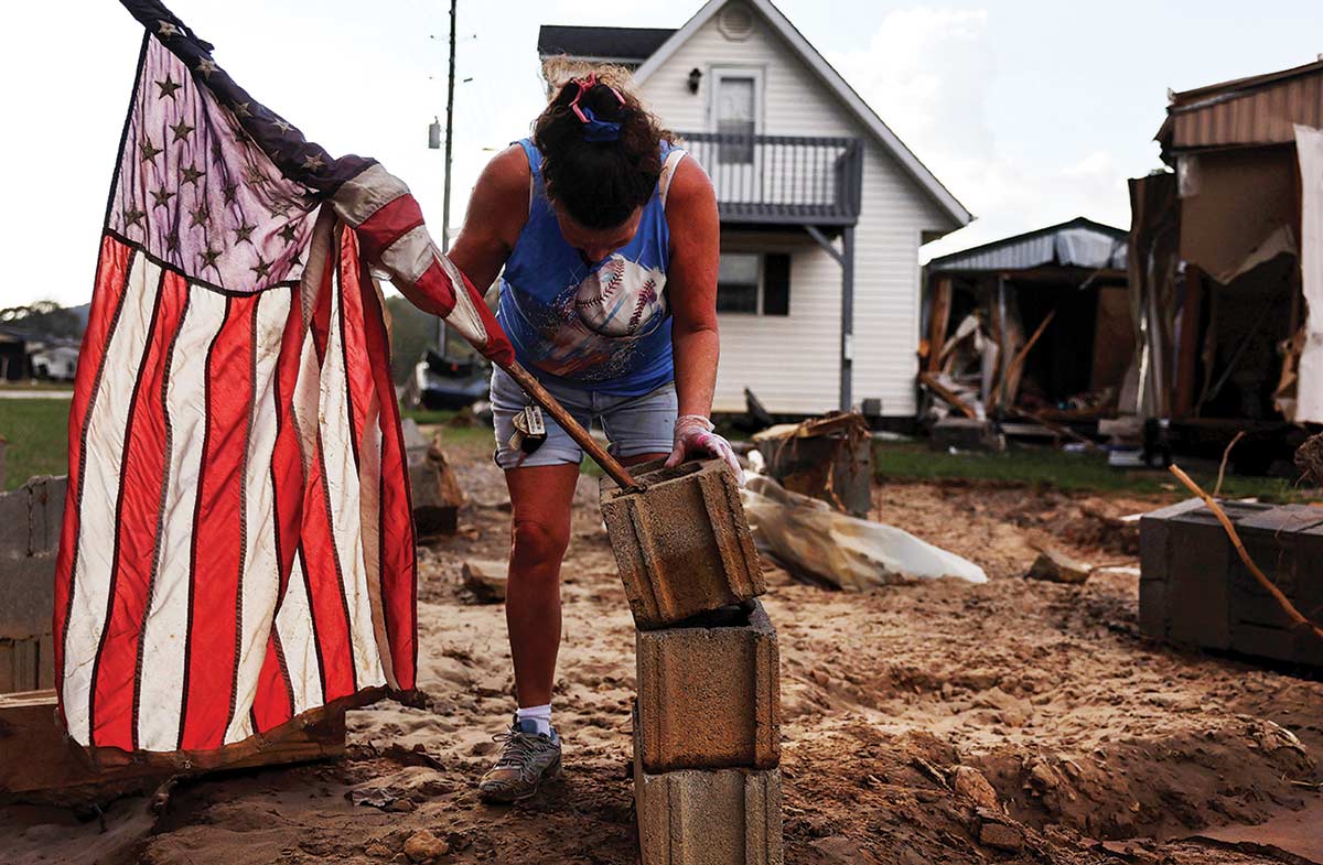 The aftermath of Hurricane Helene in October 2024 in Swannanoa, North Carolina. Two years later, the state’s recovery remains painfully slow and uneven.