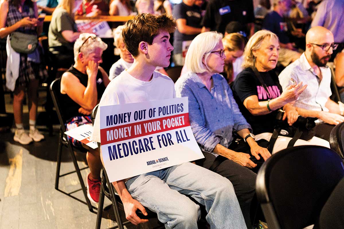 Attendees at a campaign event in Ferndale, one week before the primary.